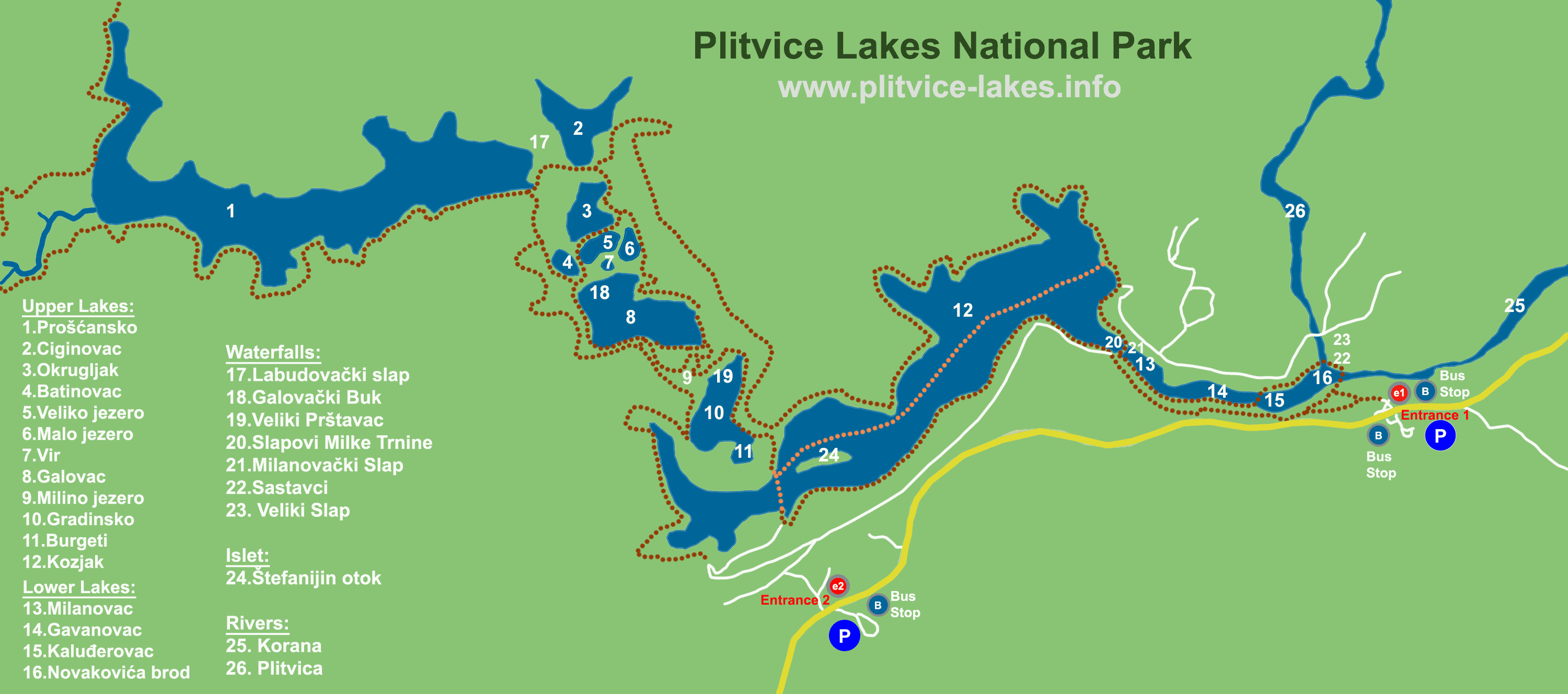 map of plitvice lakes