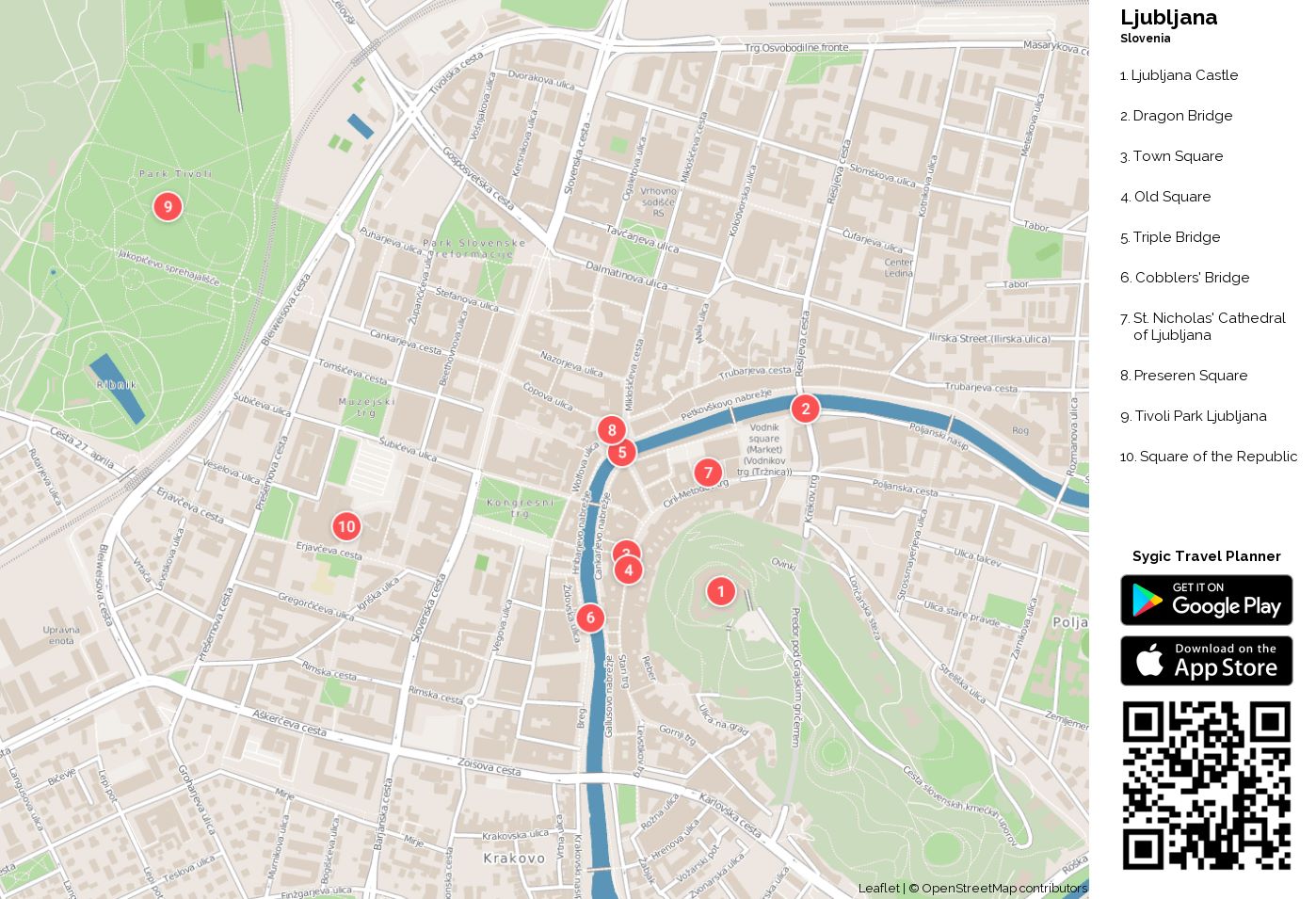 Ljubljana tourist map