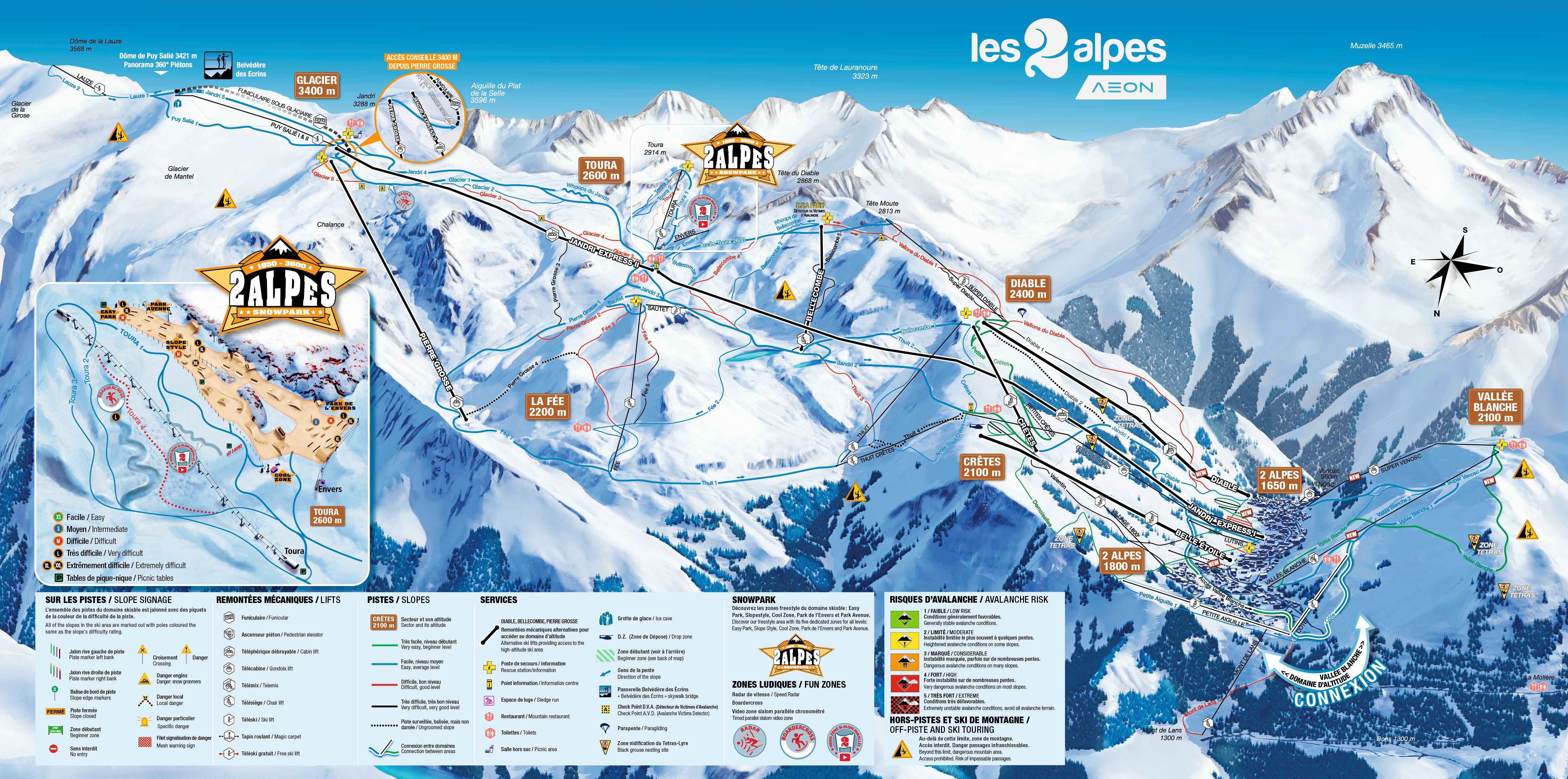 Les 2 Alpes ski map